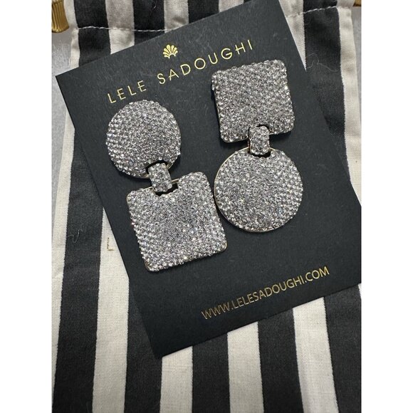 Lele Sadoughi Pave Mixed Shape Earrings in Crystal - Picture 2 of 7